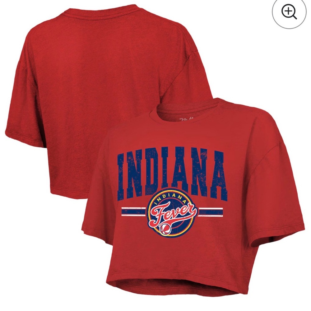 WNBA Women’s Indiana Fever Red Chalk Stripe Boxy Crop Top women’s basketball
